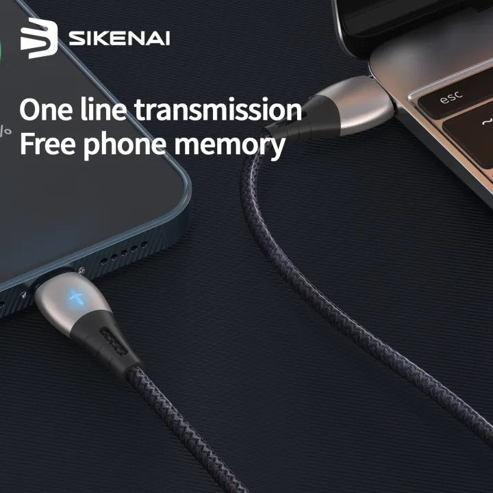 SIKENAI CX-7T Fast Charging Cable | 5A Type-C with LED Indicator | Nylon Braided 1.2M