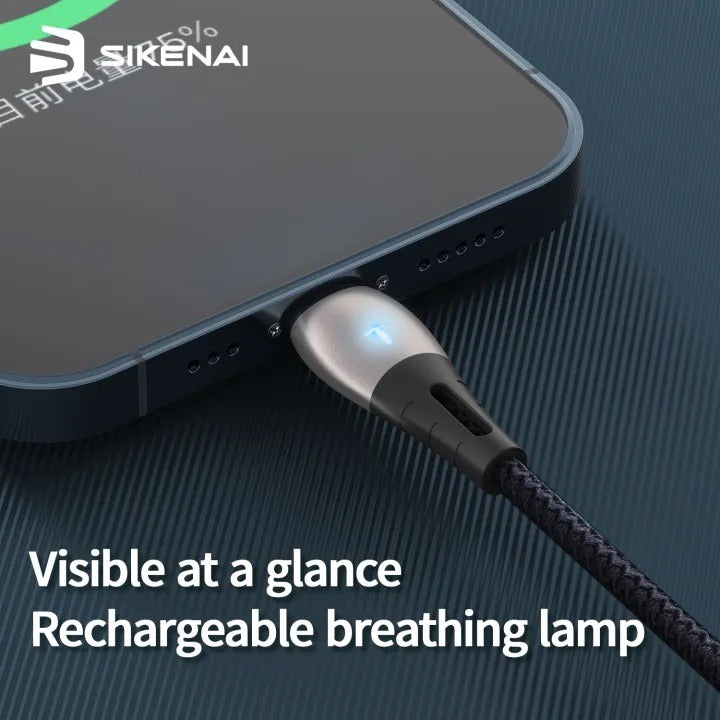 SIKENAI CX-7T Fast Charging Cable | 5A Type-C with LED Indicator | Nylon Braided 1.2M
